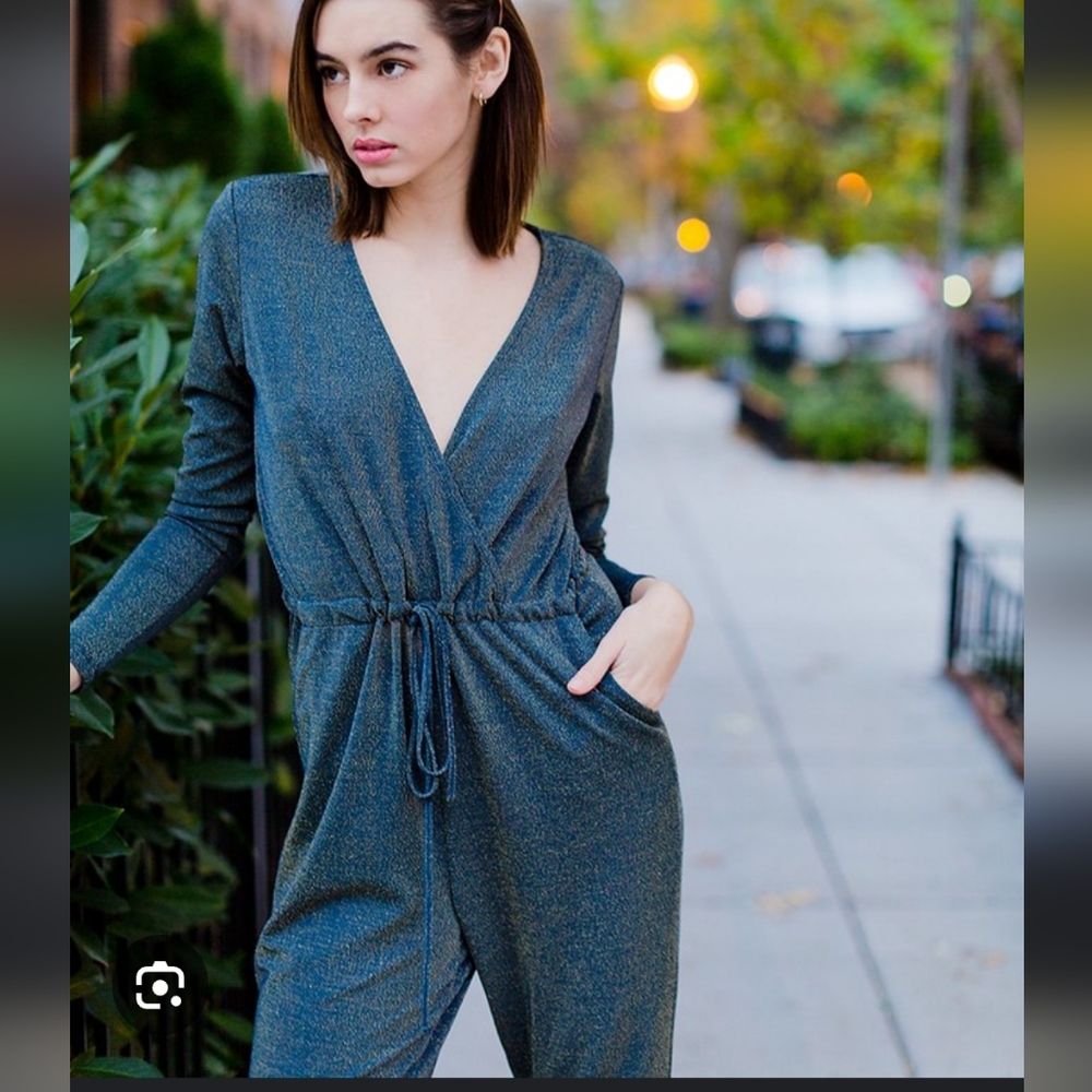 Just Female Molly Jumpsuit Gold Lurex Size S